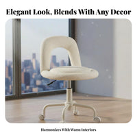 Cream Design Cushy Vanity Chair Ergonomic Backrest Cushy U-Back Chair 360° Swivel Desk Seat Space Saving for Students, Young Adults, Home Workers, Bedroom, Dorm Room, Makeup Station