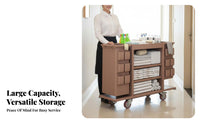 Hotel Cleaning Cart Multifunctional Housekeeping Cart Large Capacity Room Service Cleaning Trolley for Housekeepers, Hotels, Office Buildings