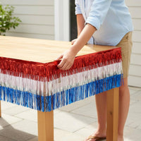 USA 250th Anniversary Red White and Blue Table Skirt Self-Adhesive Patriotic Table Skirt Cut to Size