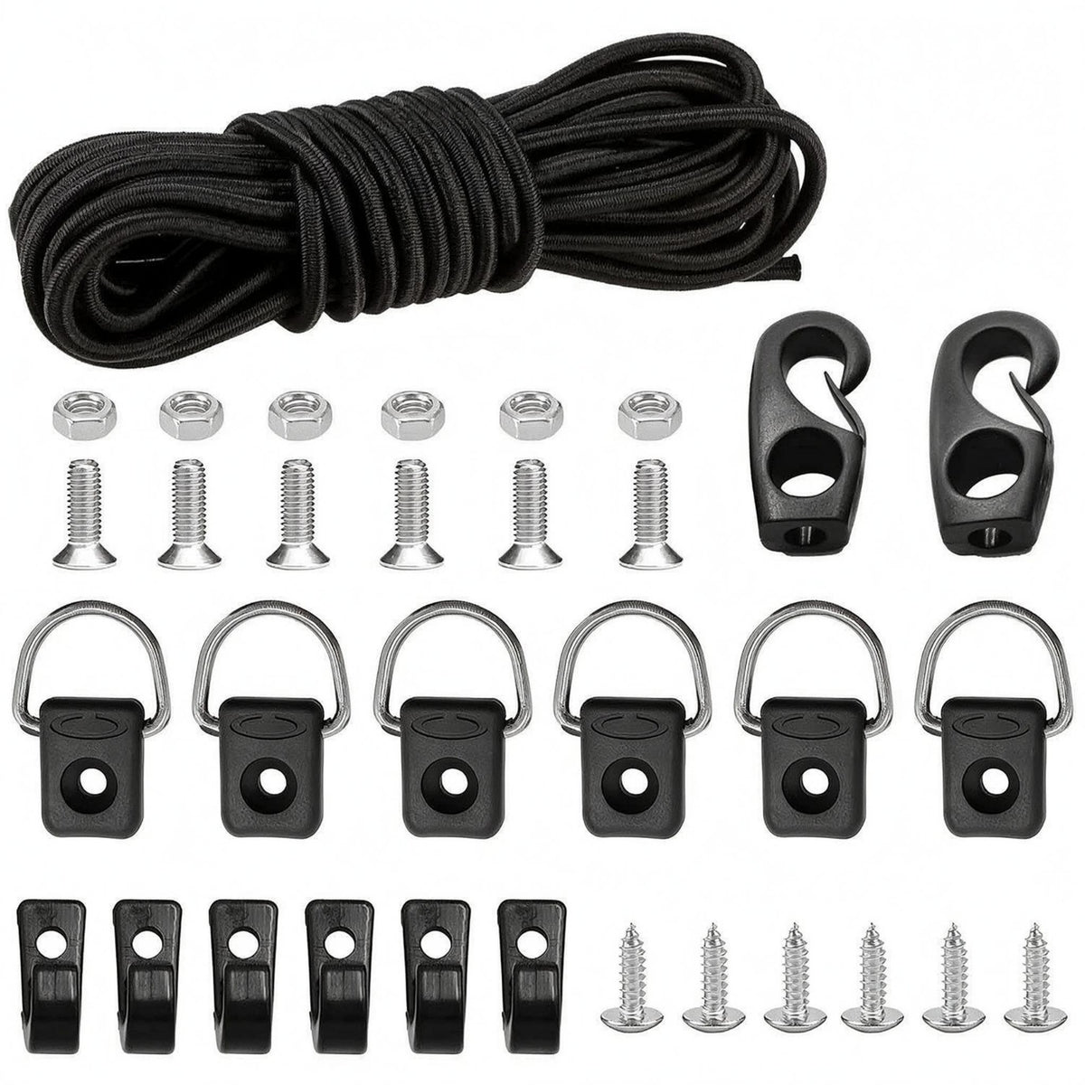 Stainless Steel Kayak Elastic Cord Kit Hook and Loop Set Elastic Cord Hardware Kit Mounting Parts Outdoor Gear High Elasticity