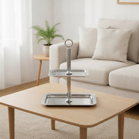 2 Tier Cake Stand Effortlessly to Clean Two Tier Serving Tray Modern Cake Stand with Handle
