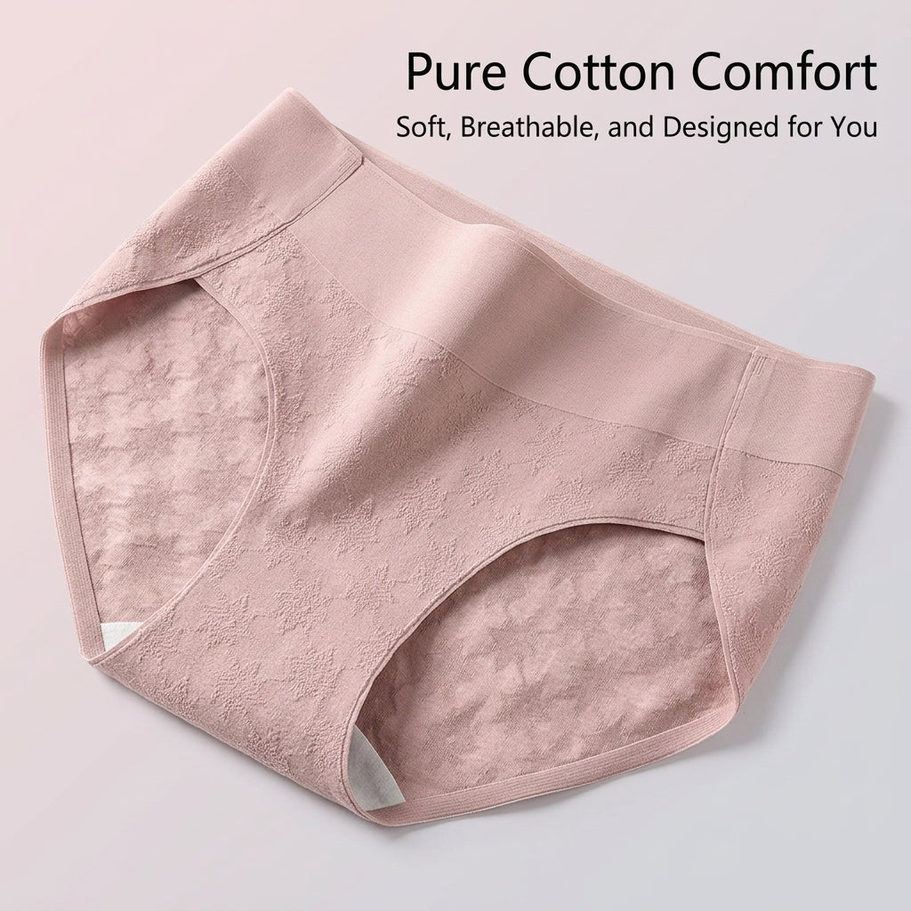 Underwear Women High Cut Knickers Multipack with Gusset for Hygiene, Jacquard Weave Pants for Everyday Wear, Breathable