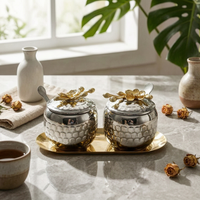 Condiment Set with Tray Food Condiment Jar Set Dust-Resistant Spice Jars with Spoons for Hosts, Home Cooks