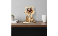 Freestanding Mother's Day Gift Frame Unique Design Wooden Heart Photo Frame Sturdy Best Mom Picture Stand for Grandma, Desk, Office
