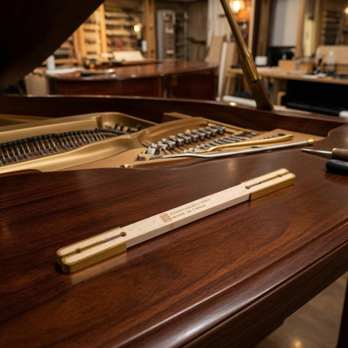 Deer Leather Piano Pin Polishing Tool Maple Wood Piano Pin Maintenance Stick Suede-Covered Instrument Care Unfinished