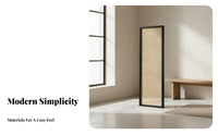Rattan Screen Divider Modern Minimalist Design Woven Wood Frame Divider Wooden Structure Frame Cane Screen for Bedroom, Restaurant, Studio Apartment