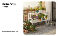Long Single-Tier Planter Bench sillsill expander Plant Stand Floor-Standing Space-Saving for Home Decorators, Balcony, Sunroom