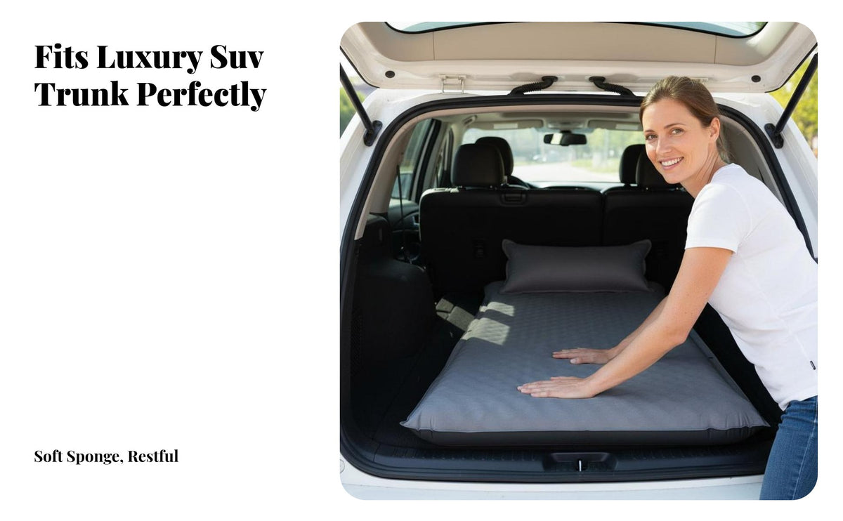 Portable SUV Trunk Sleeping Pad Anti-Slip Bottom SUV Air Mattress Suede Material Self-Inflating Car Mattress Wear-Resistant for Travelers, Families, Outdoor Enthusiasts