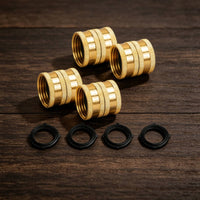 4 Pieces Knurled Brass Hose Connector with Washers Straight Female Hose Coupling Long-Lasting Hardware Strong for Gardeners, Homeowners
