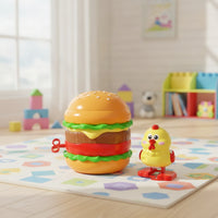 Bouncing Hamburger Toy Novelty Burger Toy with Character Cute Play Food Mini for Playtime