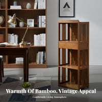 Chinese design Slatted Multi-Level Stand Includes Drawers Display Shelf Retro Aesthetic Storage Rack Space-Saving for Tea Lovers, Collectors, Living Room, Bedroom, Office, Balcony