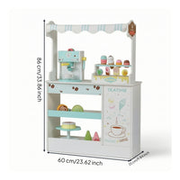 Wooden Shop Stand with Shelves Open-Shelf Play Market Stand Pretend Play Store Interactive Playset Realistic for Children
