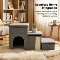 Dog Steps for Bed and Sofa with Foldable Space Saving Design, Pet Stairs for Small with Anti-Slip Bottom, Bedroom Living Room