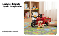 Plays Music Light and Sound Motorcycle Toy Realistic Design Friction Powered Tricycle Movable Cargo Bed for Children, Toddlers