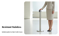 Rustproof Retractable Belt Stanchion Long-Lasting Construction Stainless Steel Queue Post Heavy-Duty Base Belt Barrier Post Easy Assembly for Event Organizers, Venue Managers, Business Owners, Airports, Hotels, Retail Stores, Shopping Malls