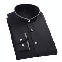 Stand Up neck Shirt No ironing Long Sleeve Tailored Shirt All Season for Office
