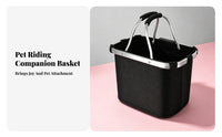 Aluminum Alloy Frame Folding Bike Basket Reinforced Front Bike Basket Textile Body Wide Top Opening