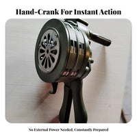 No Power Required Hand Crank Siren Sturdy Aluminum Body Manual Emergency Alarm Loud Sound Hand Operated Air Attack Siren Long Range for Initial Responders Preppers, Construction Sites, Fire Exercises, Factories, Outdoor Activities