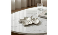 Leaf Tray Textured Metal Tray with Handle Shallow Serving Platter for Entryway