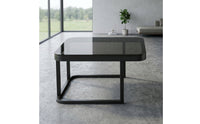 Glass Coffee Table Black Coffee Table with Metal Frame Modern Metal Frame for Apartment Dwellers, Living Room