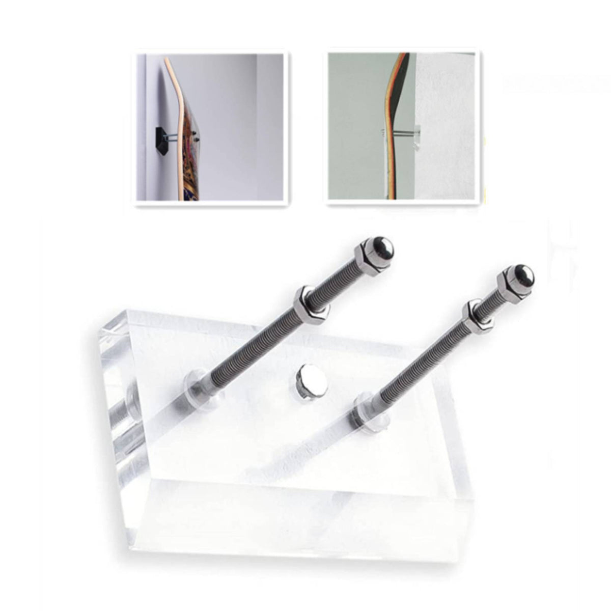 Skateboard Wall Mount Acrylic Skateboard Display Rack Minimalist for Skateboarders, Bedroom, Skateboarding Facility, Garage