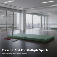 Foldable Design Folding Gymnastics Mat Shock Absorbent Portable Tumbling Mat Wear-Resistant Cover Thick Exercise Pad Carrying Handles for Gymnasts, Students, Dance Studio, Home Gym, Training Center, Playroom