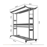 Heavy Duty Mobile Clothes Drying Rack Windproof Hanger Holes Rolling Garment Rack with Shelves Freestanding Clothes Airer for Courtyard