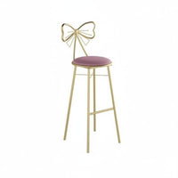 Nordic Design Bow-Back Counter Stool Light Luxury Design Bar Chair Cushioned Seat Household Furniture Built-in Footrest for Homeowners, Business Owners, Entertainers, Reception Area, Kitchen Island, Cafe, Dining Room