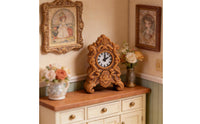 Miniature Clock with Base Vintage-Style Dollhouse Clock Ornate Decoration for Collectors, Hobbyists, Desktop Display, Room Vignettes