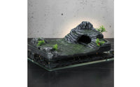 Multi-Functional Design Turtle Basking Rock with Cave Built-in Feeding Trough Floating Turtle Pier with Hideout for Terrarium