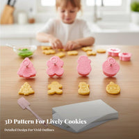 4 Pieces Plunger biscuit Stamp Fondant Decoration Tool Plunger Stamp Set for children