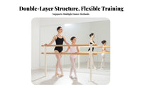 Double Dance Training Bar Stable Base Fixed Dance Practice Bar Heavy Duty Floor Mounted Dance Barre for Dancers, Beginners, School, Gym