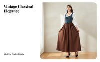 3 Pieces Folk Costume Event Dirndl Dress Traditional Design German Dirndl Dress Puff Sleeves Festive Lager Maid Costume for Women, Adults