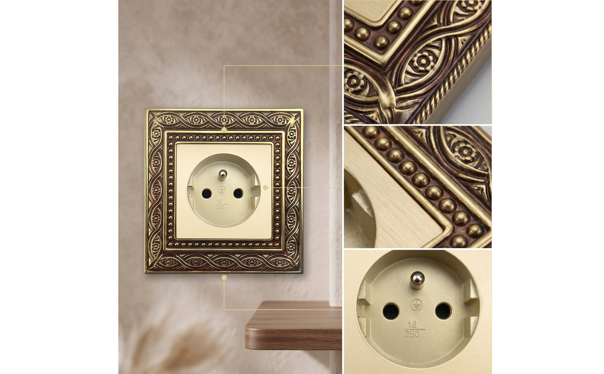 Brass Switch Cover Gold-Toned Electrical Faceplate Decorative Wall Plate Textured Hardware Retro for Interior Designers