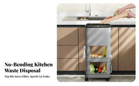 Kitchen Trash Can with Shelves Sliding Lid Rolling Storage Cart with Trash Bin Mobile Garbage Can Trolley High Capacity