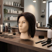 Versatile Mannequin Head with Human Hair Long-Lasting Hair Styling Training Head Lifelike Hairdressing Practice Mannequin Professional-Grade for Hairdressers