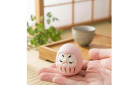 Stylized Face Daruma Figurine Matte Finish Daruma Doll Cartoon-Style Ceramic Figurine Display Piece