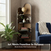 Retro Design Corner Bookshelf Space-Saving Corner Shelf Unit Exposed Shelves Vintage Display Rack Multi-Purpose for Office Workers, Apartment Dwellers, Homeowners, Living Room, Study, Bedroom