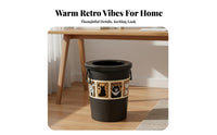 Lidless Design Vintage Design Garbage Can Easy to Clean Vintage Garbage Bin Wide Opening Uncovered Top Trash Can Long-Lasting for Students, Kids, Living Room, Bedroom, Bathroom, Office