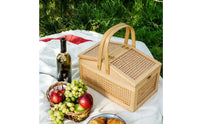 Woven Basket with Lid Handwoven Wicker Basket with Lid Portable for Home Storage