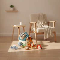 Compact Soft Toy House with Stuffed Animals Tactile Baby Shape Sorter House Sensory Textile Playhouse with Stuffed Animals Travel-Ready for Playroom