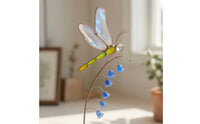 Dragonfly Garden Stake with Flower Charms Iridescent Dragonfly Planter Pot Stake Decorative for Planters