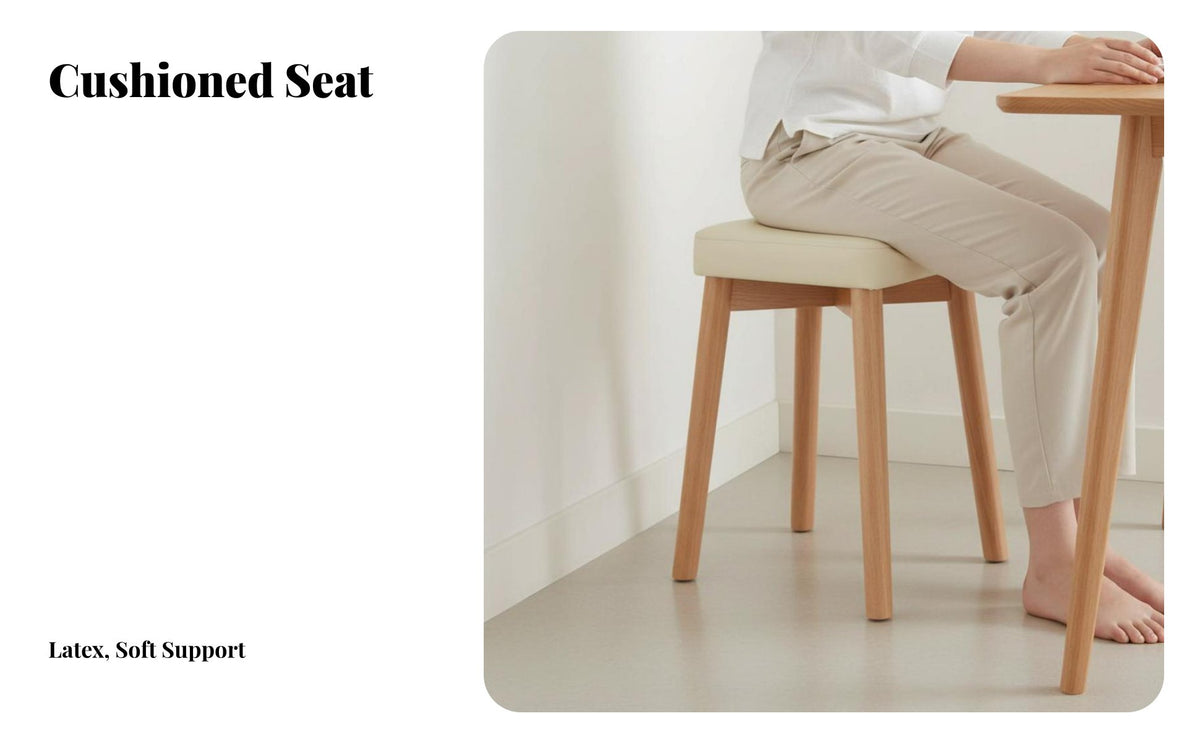 Stackable Upholstered Wooden Stool Padded Seat Backless Chair High Rebound Cushion Household Furniture Strong Load-Bearing for Families, Homeowners, Students, Dining Room, Bedroom, Restaurant, Entryway
