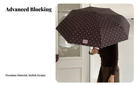 round Dot Folding Umbrella Korean Design Portable Rain and Sun Umbrella Protection Weather Accessory for Women, Girls, Outdoor, Commuting
