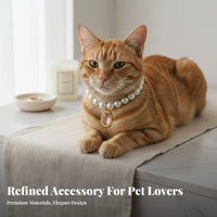 Gem Pendant Sophisticated Feline Design Cat Pearl Cute Design Pearl Pet Necklace for Groomers, Special Occasions, Weddings, Photo Shoots