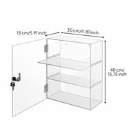 Lockable Locking Acrylic Display Case High Clarity Wall Mountable Showcase Freestanding 3 Tier Figure Showcase Door Closure for Exhibition