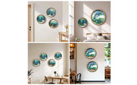 5 Pieces Plaques with Landscape Artwork Layered Wooden Wall Plaques Flat Wooded Landscape Art for Living Room, Bedroom, Office