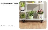 With Wheels Multi-Tier Rolling Plant Shelf Decorative Design Multi-Tier Rolling Display Rack Long-Lasting and Stable Flower Pot Holder Easy Assembly for Gardeners, Apartment Dwellers, Homeowners, Balcony, Indoor, Living Room, Home Office