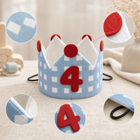 Kids' Blue Felt Birthday Hat with Number for Boys and Girls, Photo Prop & Party Decoration