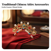 Chinese Traditional Headpiece Festive Chinese Traditional Hair Crown Chinese Traditional Hair Crown All-Match Tang Design Tiara